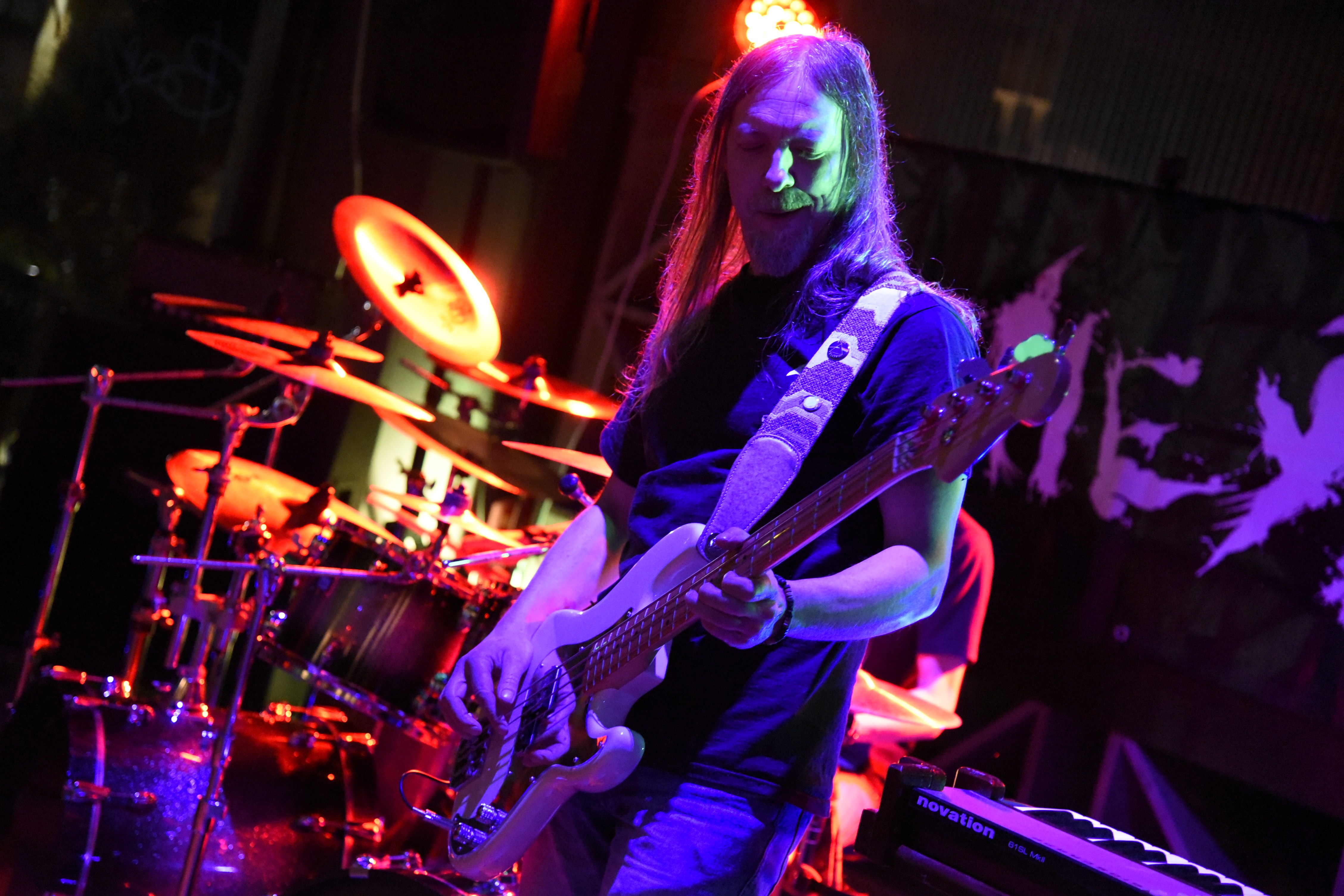 Fabrizio "Chicco" Sibona - Basso degli Sheya durante una performance live